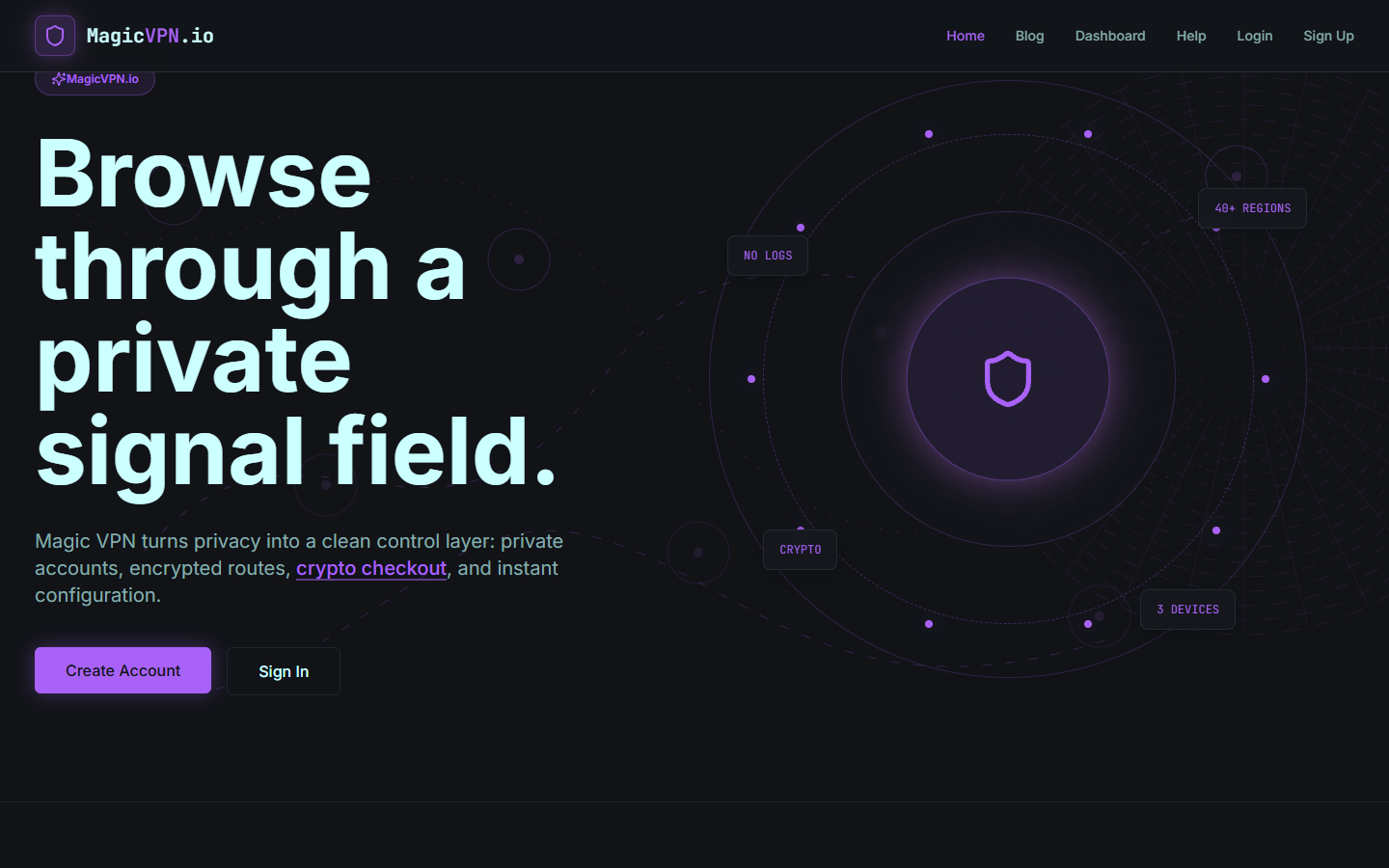 MagicVPN homepage screenshot