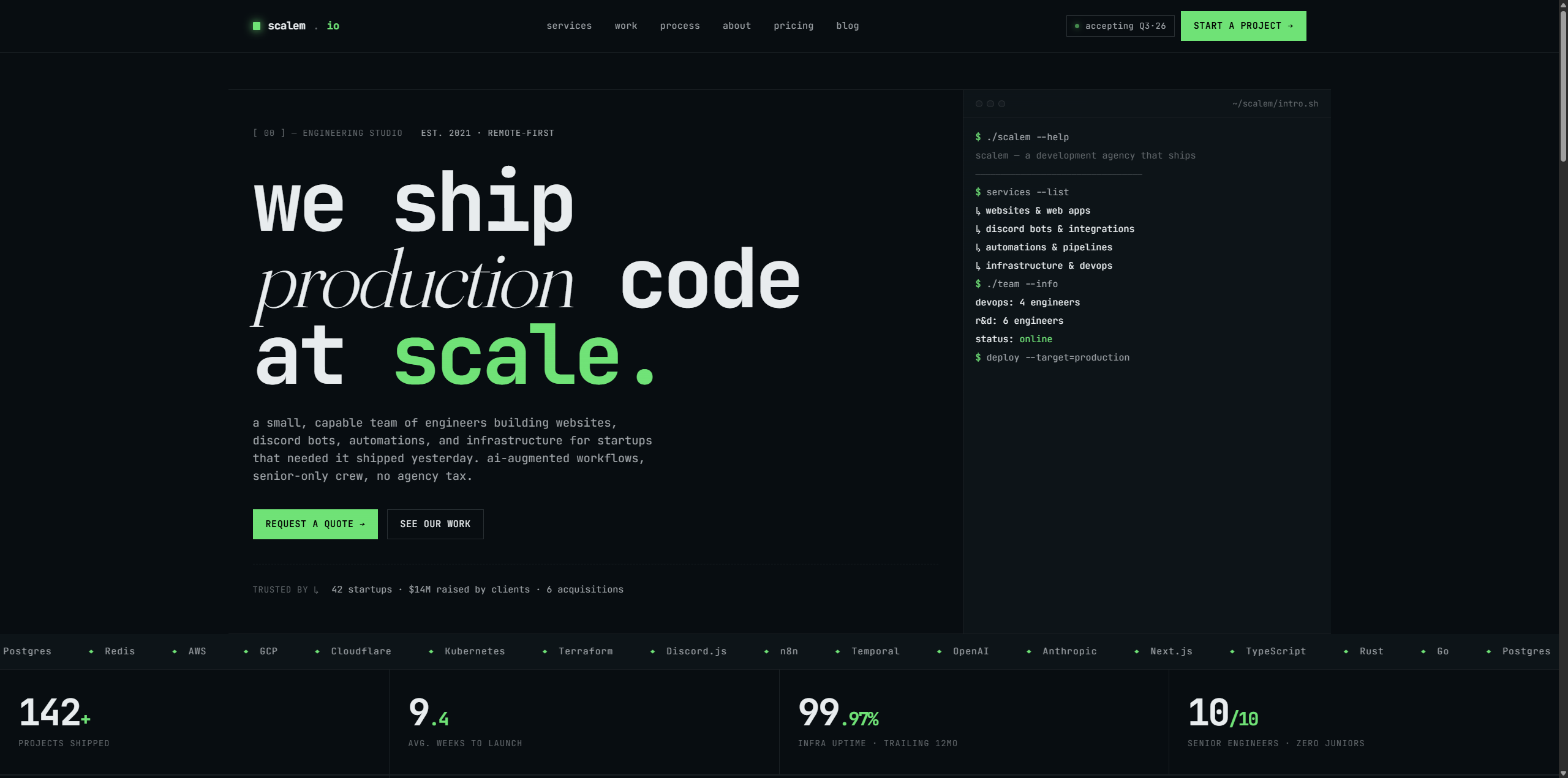 Scalem homepage screenshot