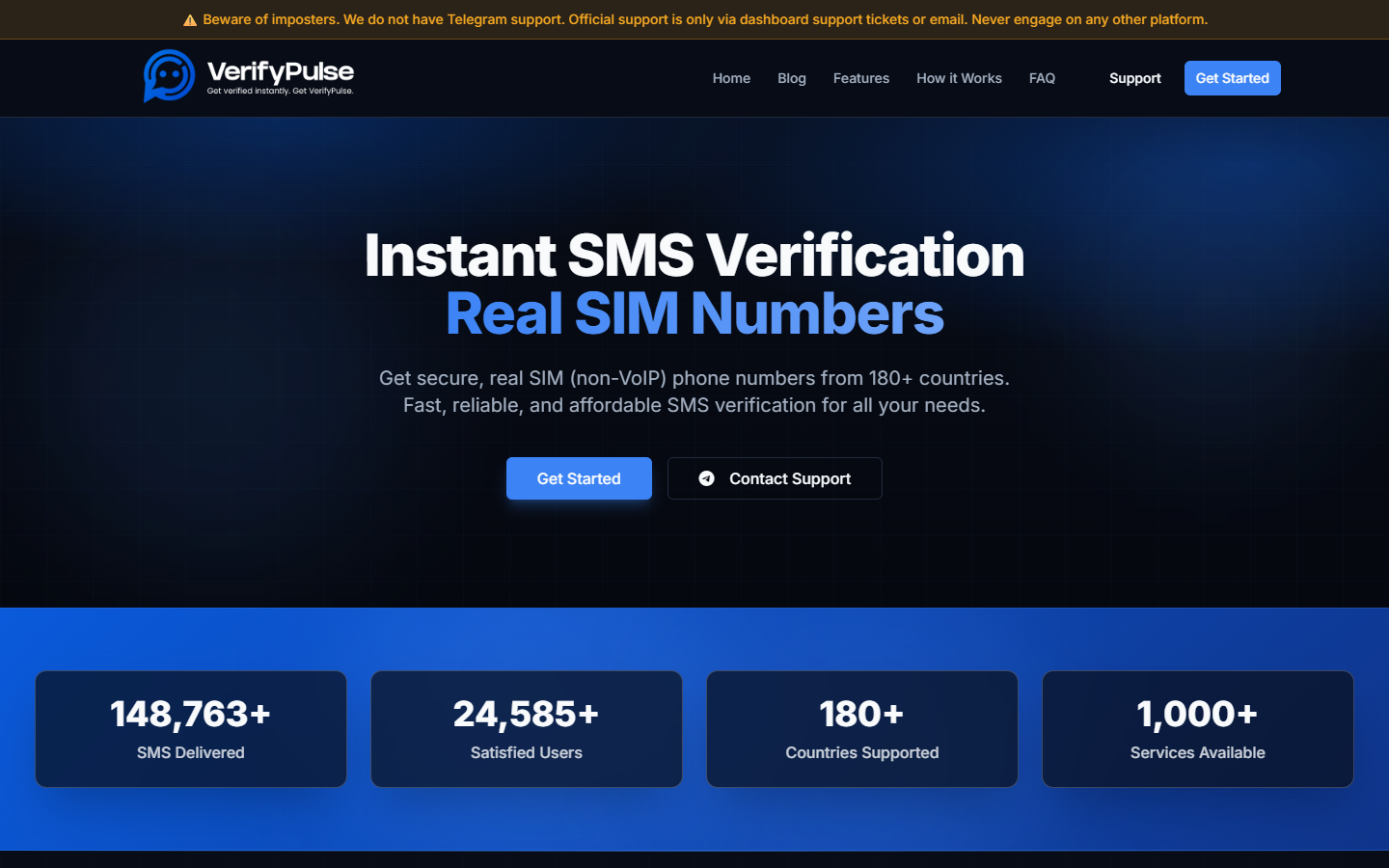 VerifyPulse homepage screenshot